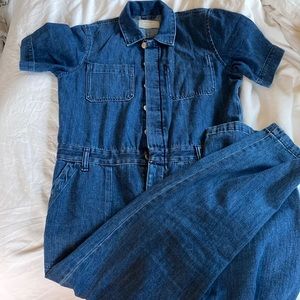 Everlane Dark Blue Denim Straight-Leg Jumpsuit